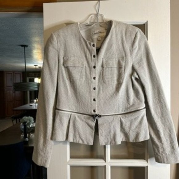 CAbi Carol Anderson Womens Zip Line Peplum Blazer Jacket Size 8 - Picture 2 of 5